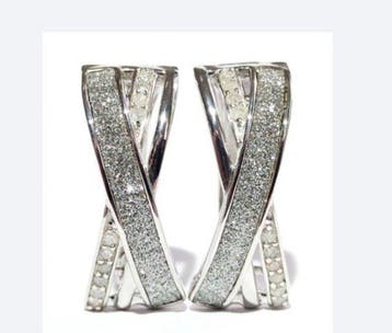 Zonder minimumprijs - Oorbellen Zilver - 0.22ct. tw. Diamant, Sieraden, Tassen en Uiterlijk, Oorbellen, Nieuw