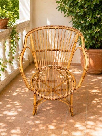 Fauteuil - Bamboe, Rattan - Fauteuil van bamboe