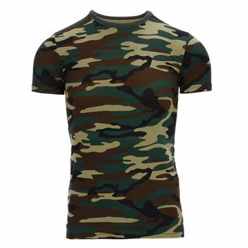 Kinder t-shirt camouflageprint - Woodland - Maat 98-104, Verzenden, Nieuw