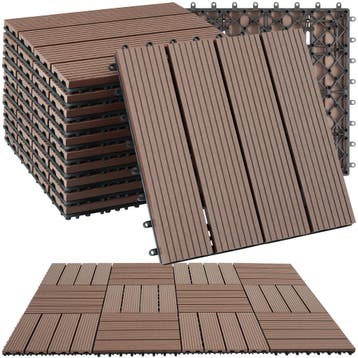 Set tuintegels Tegulas, WPC in houtlook - bruin, Set van 11, Tuin en Terras, Verzenden, Nieuw