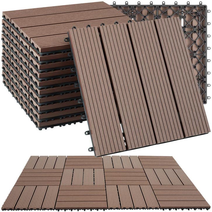 Set tuintegels Tegulas, WPC in houtlook - bruin, Set van 11, Tuin en Terras, Overige Tuin en Terras, Verzenden