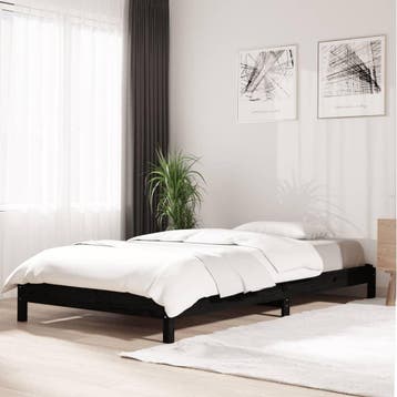vidaXL Bed stapelbaar 80x200 cm massief grenenhout zwart, Eenpersoons, Verzenden, Zwart, Nieuw