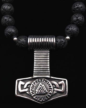 Vikinge halsketting Mjölnir – lavasteen – Het Wapen van Thor
