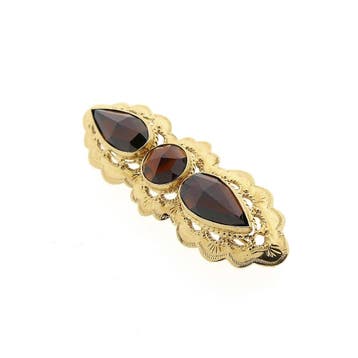 Antiek gouden broche met granaat, Sieraden, Tassen en Uiterlijk, Gebruikt, Ophalen of Verzenden, Met edelsteen, Goud
