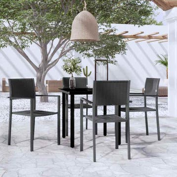vidaXL 5-delige Tuinset zwart, 4 zitplaatsen, Verzenden, Textileen, Nieuw
