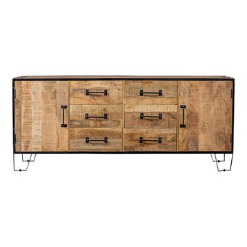 Dressoir Mangohout Neal 190 cm, Verzenden, Nieuw, Overige houtsoorten, Industriële meubels