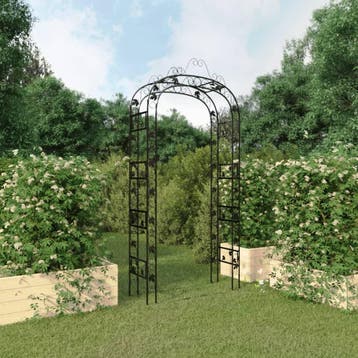 vidaXL Tuinboog 116x45x240 cm staal zwart, Tuin en Terras, Verzenden, Nieuw