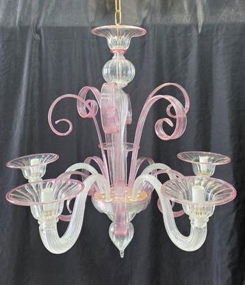 Lavai - Kroonluchter - Rosetto - Muranoglas - 5 lichten, Antiek en Kunst