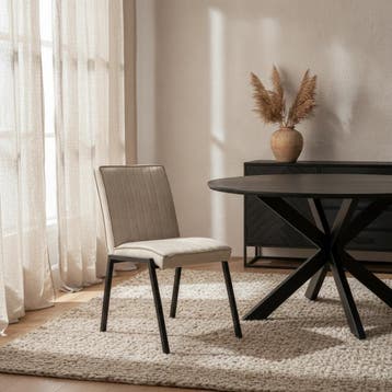 Industriële eetkamerstoel Tivoli, beige eco-leer (set van 2), Ophalen of Verzenden, Nieuw