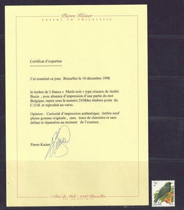 België 1992 - 2Fr.  merel  met afwezigheid van een groot, Gestempeld