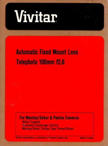 Vivitar Auto Telephoto 100mm f/2.8 Lens voor Mamiya/Sekor/Pe, Audio, Tv en Foto, Verzenden, Nieuw