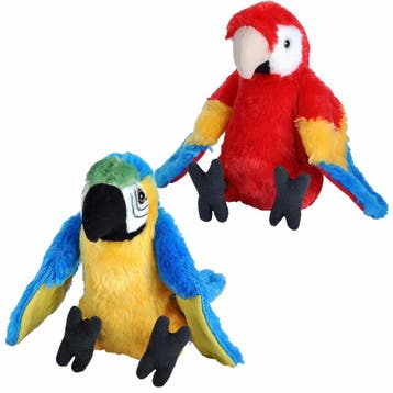 Macaw papegaai knuffel set van 2 - pluche - 20 cm - vogels, Verzenden, Nieuw