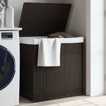 vidaXL Wasmand met 2 vakken 53x35x57 cm poly rattan, Verzenden, Nieuw