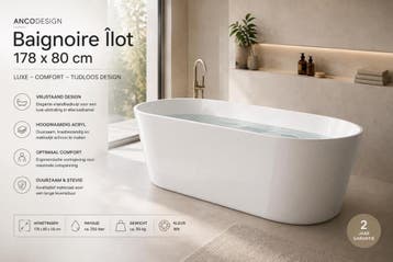 Online veiling: Ancodesign, Baignoire Îlot, vrijstaand bad, Doe-het-zelf en Verbouw, Nieuw