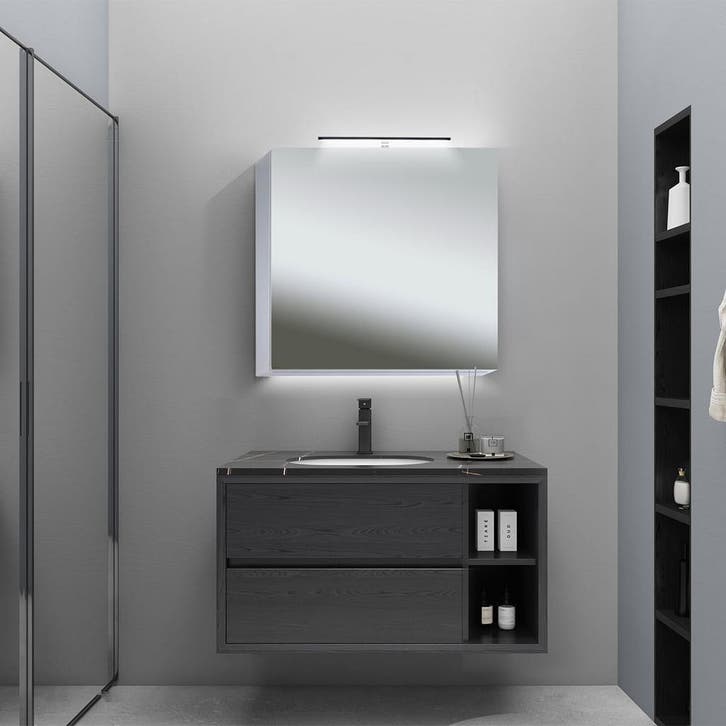 LED Spiegelkast - Afimera Vanity 60x60 cm - Randloos -, Huis en Inrichting, Badkamer | Badkamermeubels, Nieuw, Ophalen of Verzenden