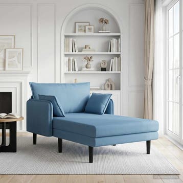 vidaXL Grote chaise longue Blauw Katoenen stof, Verzenden, Nieuw