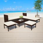 vidaXL 6-delige Loungeset met kussens poly rattan bruin, Tuin en Terras, Tuinsets en Loungesets, Verzenden, Nieuw, Loungeset