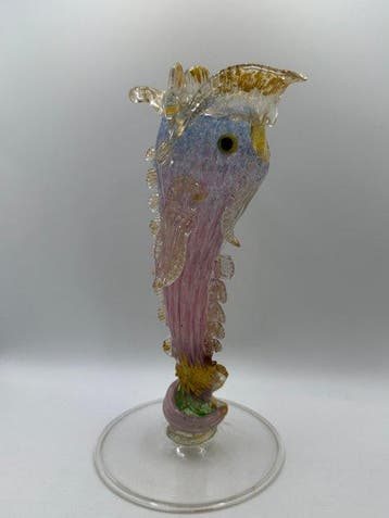 sculptuur, Attr. Salviati vaso di Murano Pesce stilizzato -