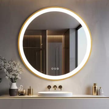Ronde LED Badkamerspiegel Goud met Anticondens 60/80 cm, Huis en Inrichting, Verzenden, Nieuw