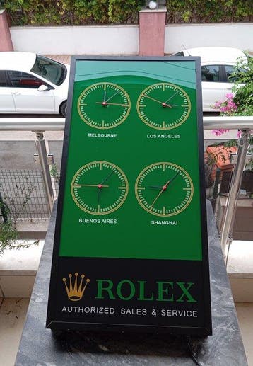 Large Size Rolex World illuminated Clock Sign - Lichtbord -