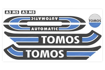 Tomos Stickerset mat standaard automatic zwart / lichtbla..., Ophalen of Verzenden, Nieuw, A.J. Bromfiets Parts B.V.