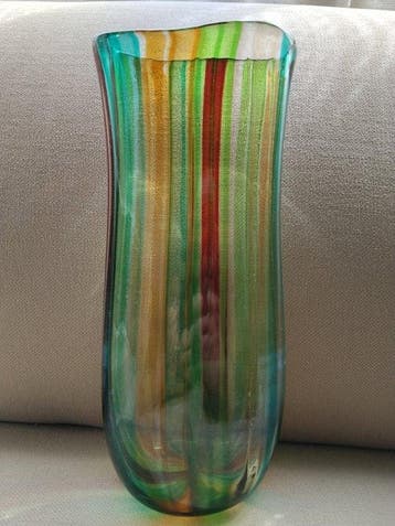 Bloempot - een wandelstok - Glas - Murano-vaas met canne, Antiek en Kunst