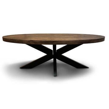 Salontafel Silvia Ovaal 130x70cm Mango Walnoot Bruin, Ophalen of Verzenden, Nieuw