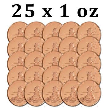 Verenigde Staten. 25 x 1 oz Melting Snowman 999 Copper Round
