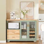 Groen Dressoir met Glazen Deuren – MDF Buffetkast 120 cm, Verzenden, Nieuw