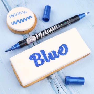 Sweet Stamp Stift Eetbare Inkt Dubbelzijdig Metallic Blauw, Verzenden, Nieuw