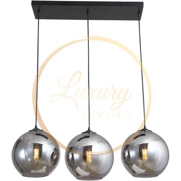 Hanglamp Smoke Glas 3-Licht Recht, Verzenden, Nieuw