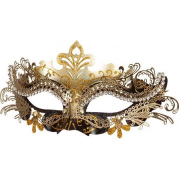 Venetiaans verkleed oogmasker zwart/goud - Venetiaanse mas.., Verzenden, Nieuw