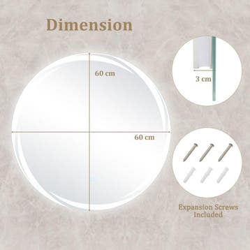 2dekans | Coast LED Badkamerspiegel Rond 60x60 cm Zilver -, Ophalen of Verzenden, Zo goed als nieuw