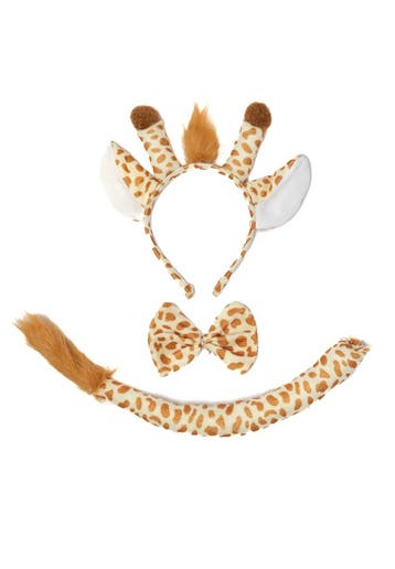 KIMU® Giraf Lichtbruin Haarband Oren Strik Staart Diadeem Se, Ophalen of Verzenden, Nieuw, Carnaval, Accessoires