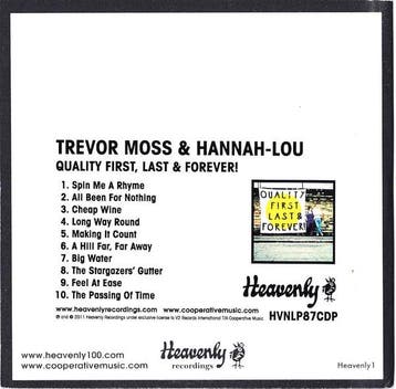 cd card - Trevor Moss &amp; Hannah-Lou - Quality First, L..., Verzenden, Zo goed als nieuw, Pop