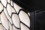 Massief houten highboard VULCANO 120cm wit zwart mangohout, Ophalen of Verzenden, Nieuw