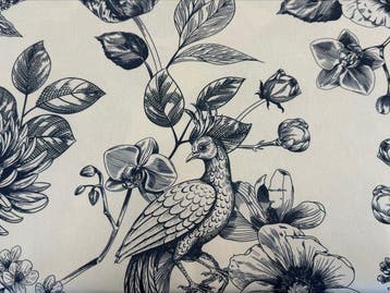 Gegraveerde Botanische Tuin met Paradijsvogel - Meubelstof -