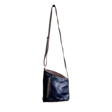 Leren crossbody tas - Donker blauw met bruin, Ophalen of Verzenden, Nieuw