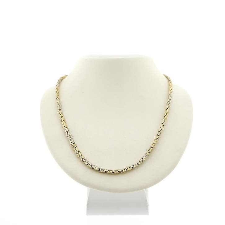 Bicolor gouden koningsketting, Sieraden, Tassen en Uiterlijk, Kettingen, Goud, Gebruikt, Goud, Ophalen of Verzenden