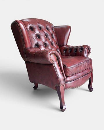 Chesterfield style - Fauteuil - Bergere - Leder, Hout -