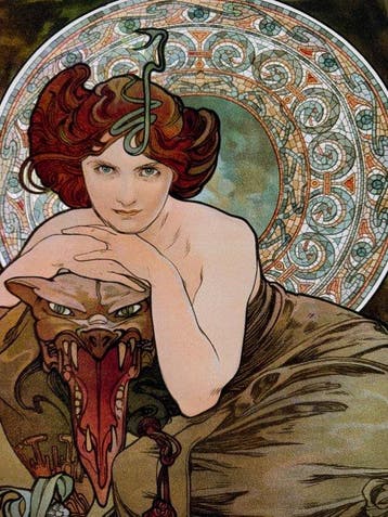 Marie Alphonse Mucha - “Gemstones Emerald, 1900”. Gesigneerd