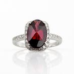 Zonder minimumprijs - Ring Zilver - Garnet (Gecertificeerd), Nieuw