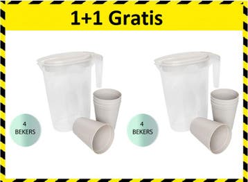 Michelino Transparante Karaf met 4 Kunststof Bekers - 1, Verzenden, Nieuw
