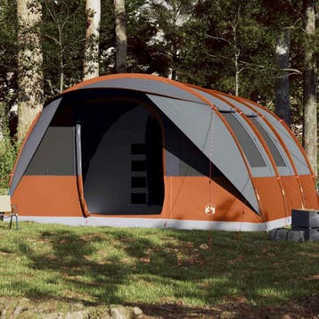 vidaXL Tunneltent 7-persoons waterdicht grijs en oranje, Verzenden, Nieuw, Tot en met 2