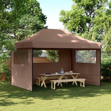 vidaXL Partytent inklapbaar pop-up met 3 zijwanden bruin, Verzenden, Nieuw, Partytent