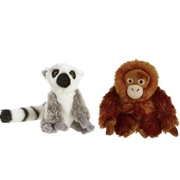 Apen serie pluche knuffels - Maki aap en Orang Oetan - 18, Verzenden, Nieuw