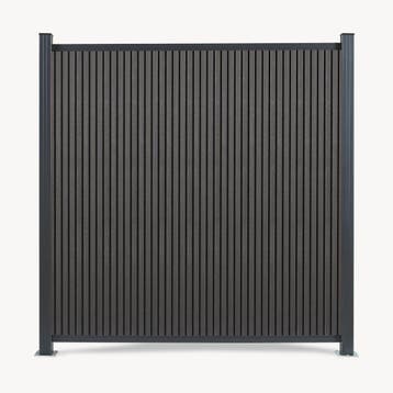 WPC schutting Grassano uitbreidingsset met 2 palen 185x180 c, Verzenden, Nieuw