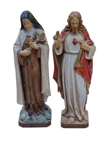 Malsiner H. - Beeldje, Sacré-Cœur de Jésus & Sainte Thérèse