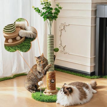 Luxe Kattenkrabpaal met Hangende Bal en Speeltoren - Natuurl