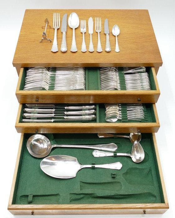 Wiskemann, Brussel - Bestekset (110) - N. 3 Contours -, Antiek en Kunst, Antiek | Meubels | Tafels